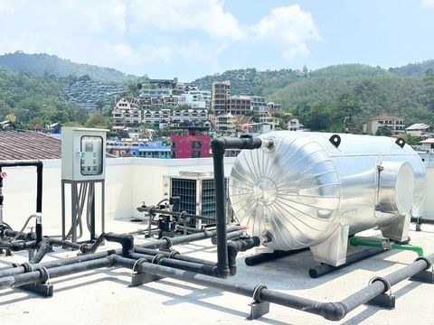 ถังน้ำร้อนและ Heat Pump หลังติดตั้งเสร็จ